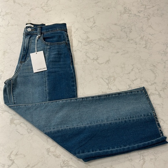 Sneak Peak Two Tone High-Rise Kick Flare Raw Hem Denim 26 NWT - Picture 12 of 17